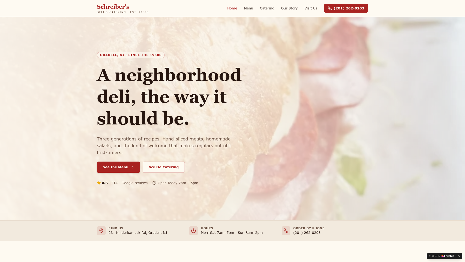 Schreiber's Deli website by Youssef Ibrahim